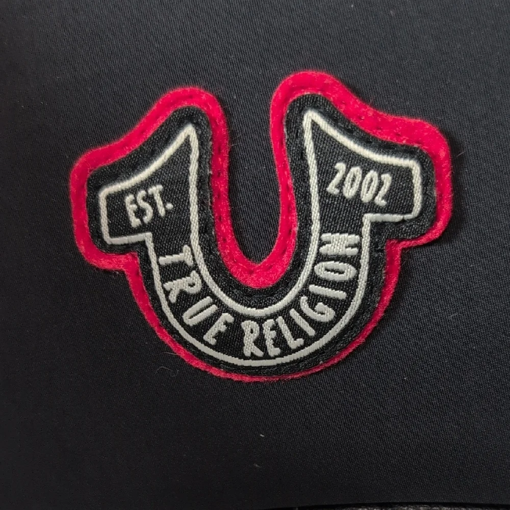 True Religion Black and Red Toiletry Bag with Logo